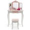 Pink White Kids Vanity Table and Stool Set Tri-Folding Mirror Zebra Print